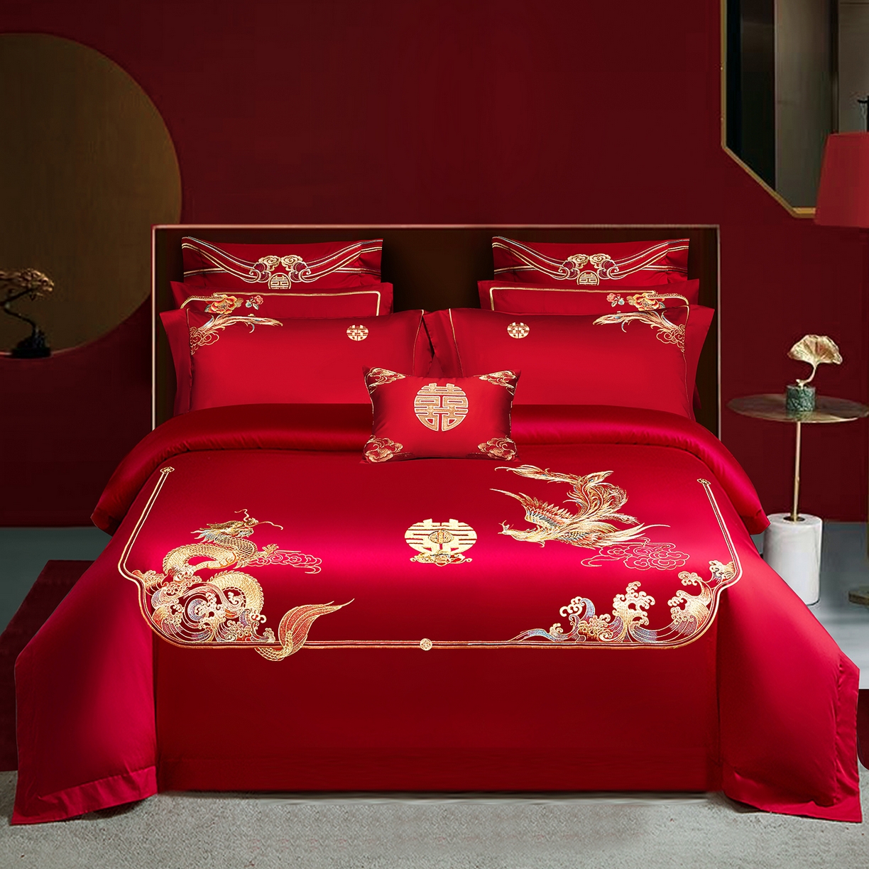 91家纺网 家纺一手货源 找家纺 （总）柏拉图 2026新款长绒棉纯棉贡缎全工艺刺绣婚庆四件套多件套