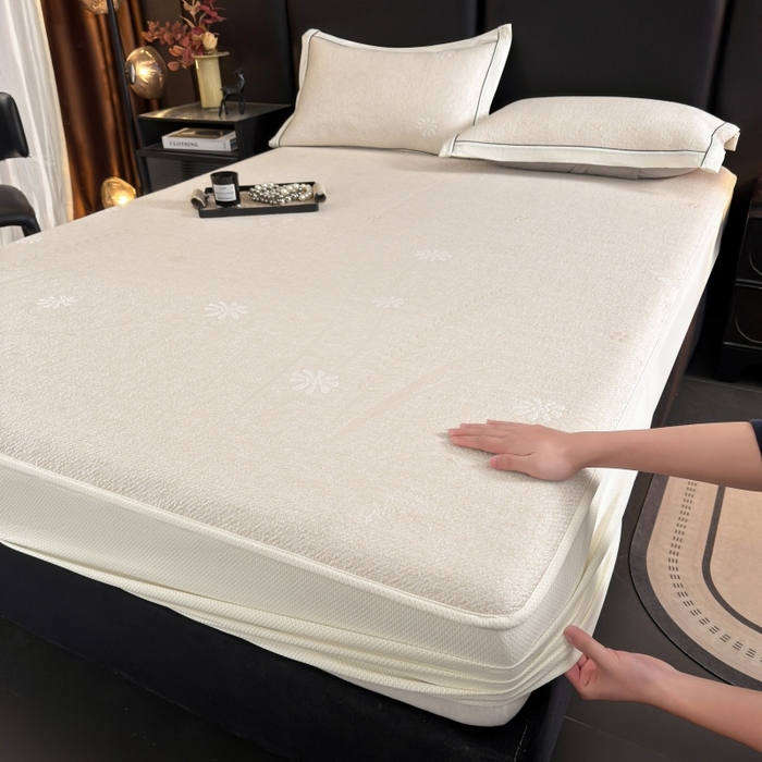 91家纺网 家纺一手货源 找家纺 （总）绒艺席业 2026年新款立体浮雕工艺正宗凉感豆豆席凉席席子-床笠款