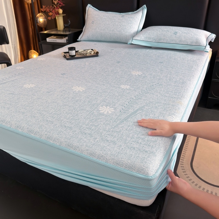 91家纺网 家纺一手货源 找家纺 （总）绒艺席业 2026年新款立体浮雕工艺正宗凉感豆豆席凉席席子-床笠款