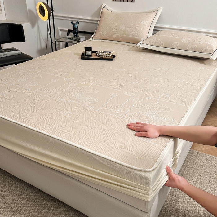 91家纺网 家纺一手货源 找家纺 （总）绒艺席业 2026年新款立体浮雕工艺正宗凉感豆豆席凉席席子-床笠款