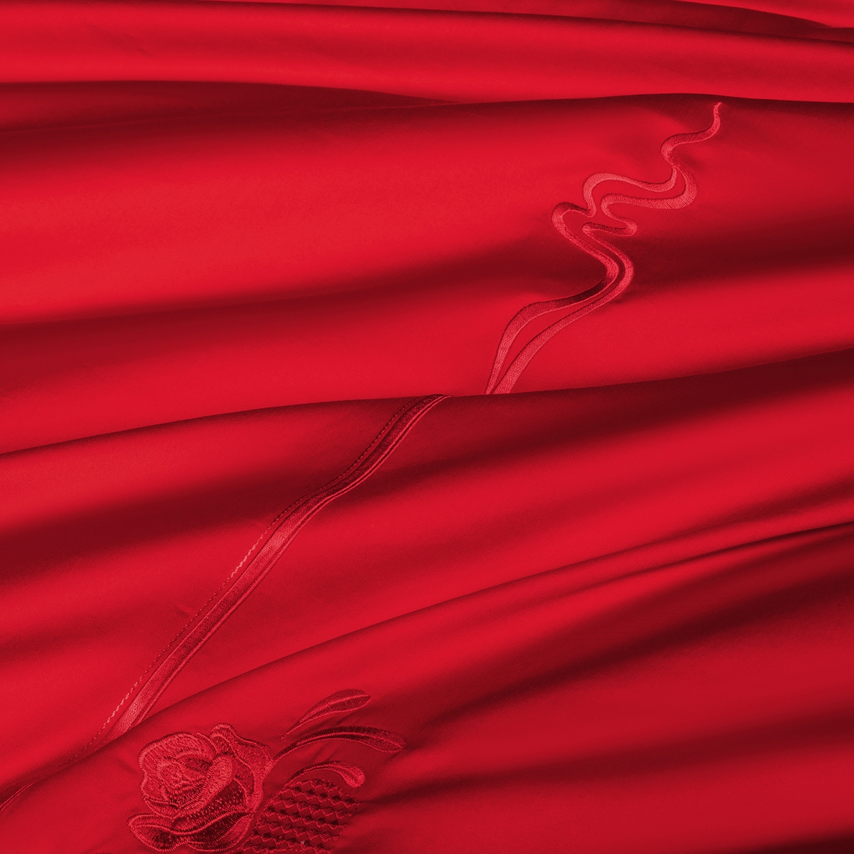 91家纺网 家纺一手货源 找家纺 柏拉图 2026新款长绒棉纯棉贡缎全工艺刺绣婚庆四件套多件套 爱的诺言