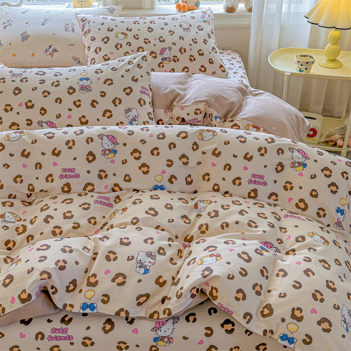 91家纺网 家纺一手货源 找家纺 优眠坊 2026春夏新款全棉印花四件套单品系列-单被套（预留缩水率） 豹纹猫-单被套