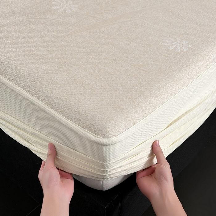 91家纺网 家纺一手货源 找家纺 绒艺席业 2026年新款立体浮雕工艺正宗凉感豆豆席凉席席子-床笠款 豆豆彩蝶-米白色