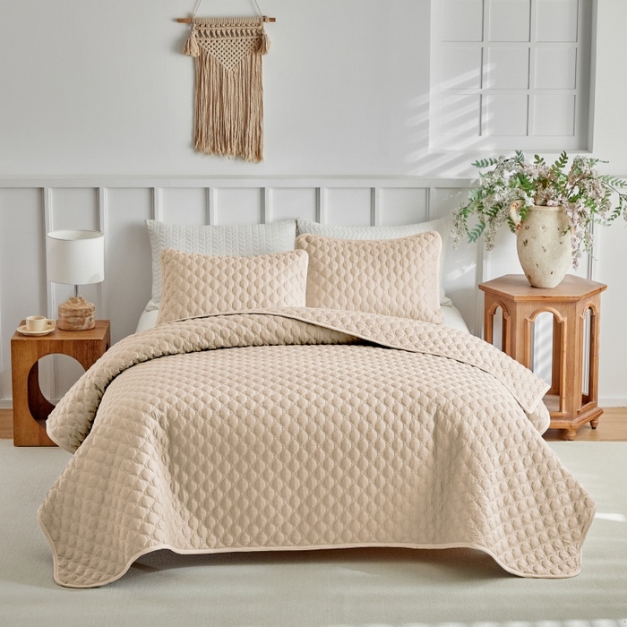 91家纺网 家纺一手货源 找家纺 （总）温宁 2026年素色床盖三件套 国外薄被第一批--方糖  跨境，外贸，亚马逊，shein，temu