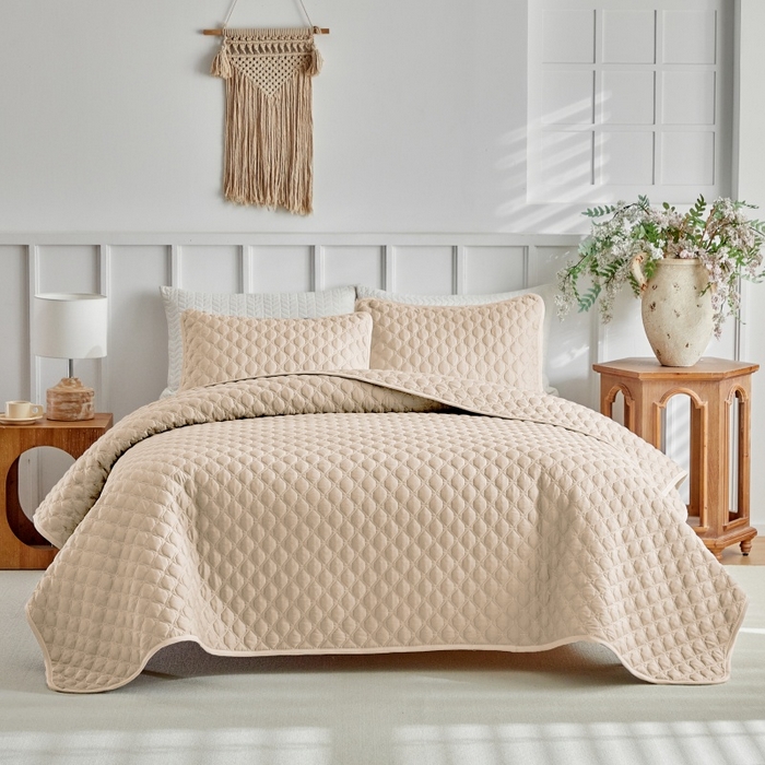 91家纺网 家纺一手货源 找家纺 （总）温宁 2026年素色床盖三件套 国外薄被第一批--方糖  跨境，外贸，亚马逊，shein，temu