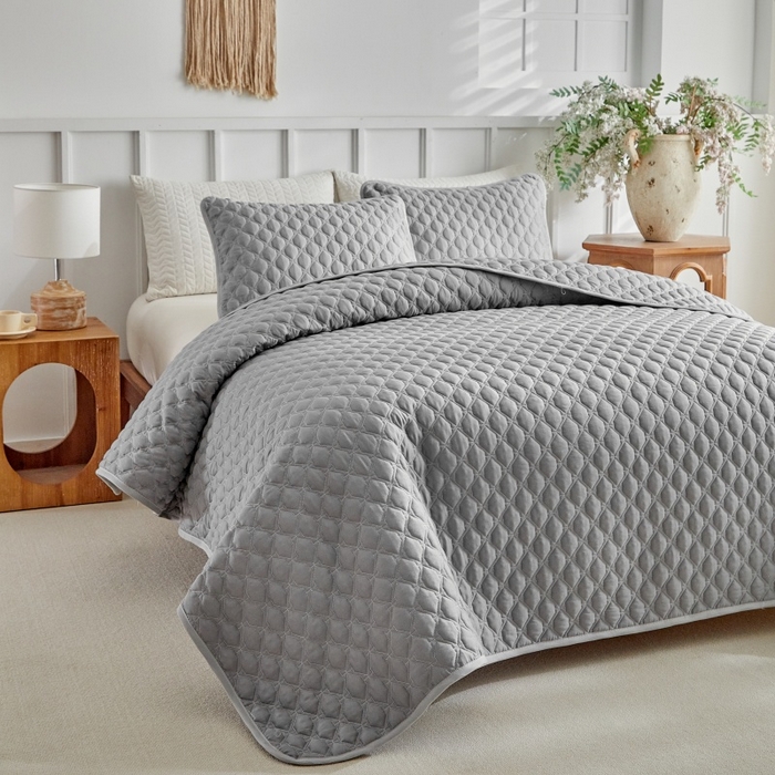 91家纺网 家纺一手货源 找家纺 （总）温宁 2026年素色床盖三件套 国外薄被第一批--方糖  跨境，外贸，亚马逊，shein，temu