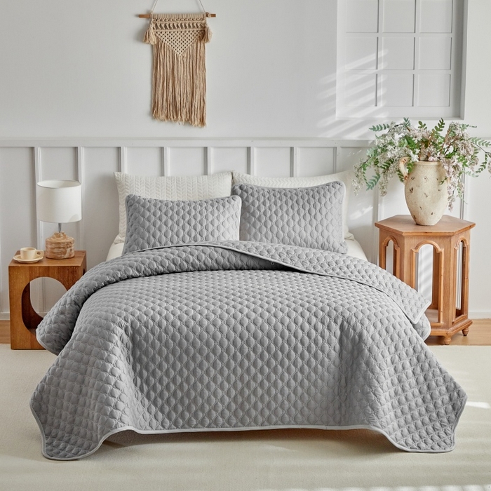 91家纺网 家纺一手货源 找家纺 （总）温宁 2026年素色床盖三件套 国外薄被第一批--方糖  跨境，外贸，亚马逊，shein，temu