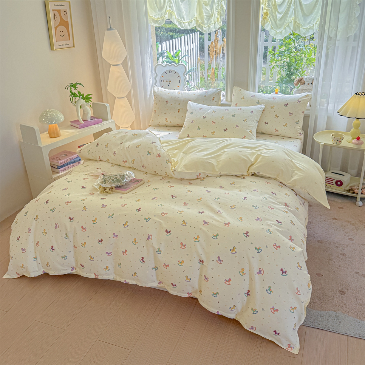 优眠坊 2026春夏新款全棉印花四件套单品系列-单被套（预留缩水率） 彩虹木马-单被套