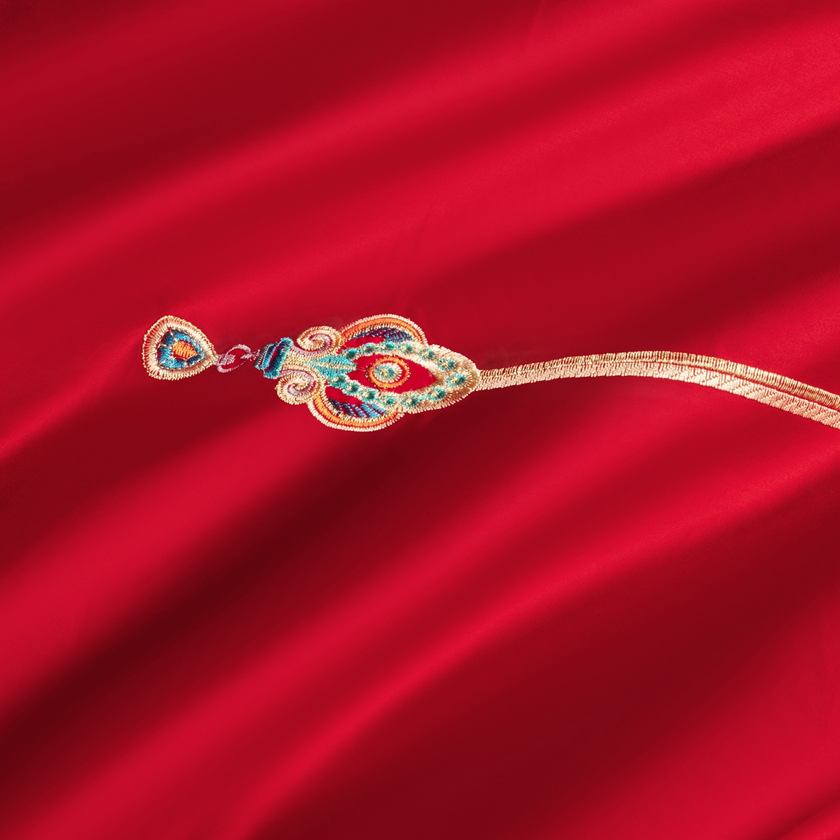 91家纺网 家纺一手货源 找家纺 柏拉图 2026新款长绒棉纯棉贡缎全工艺刺绣婚庆四件套多件套 百子添喜