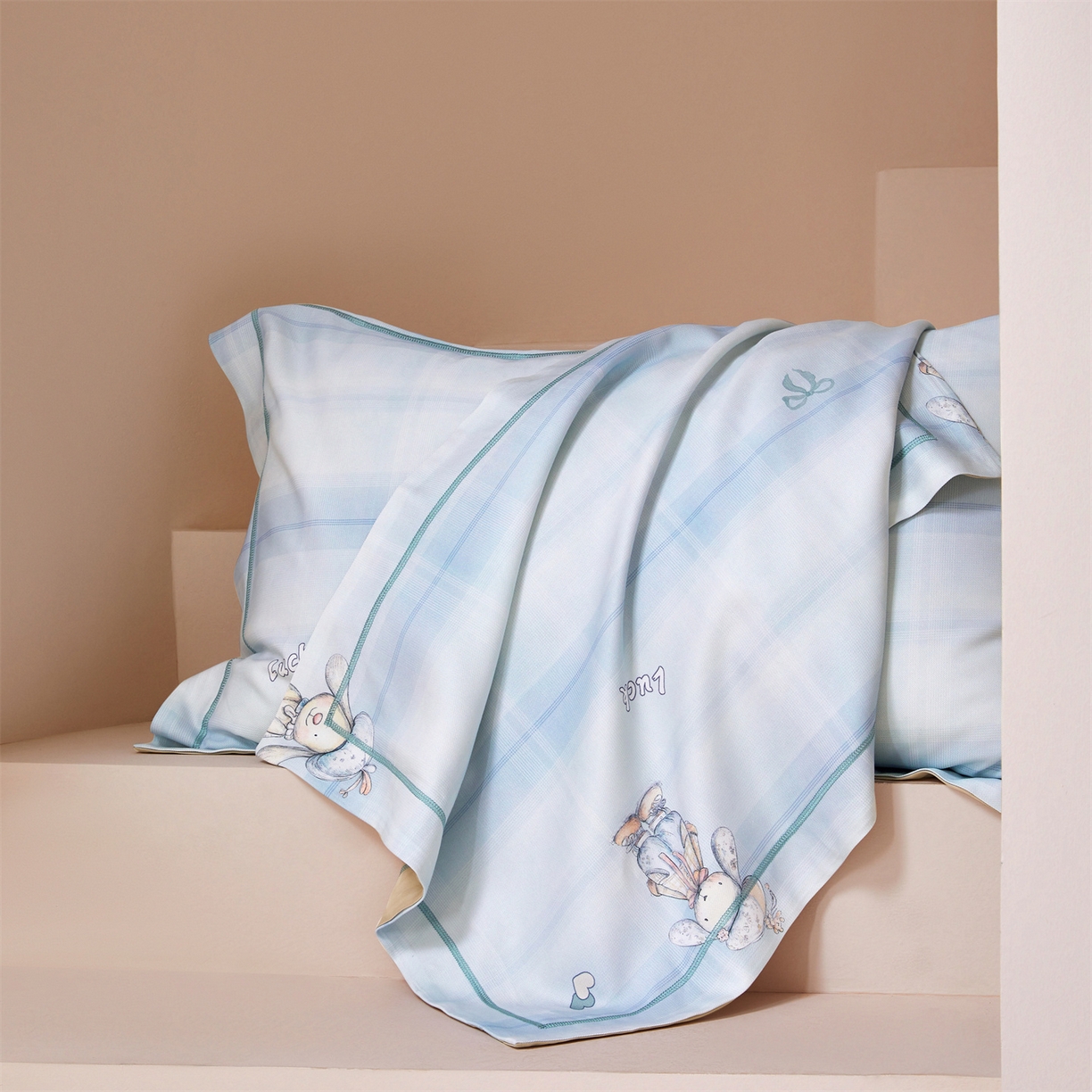 91家纺网 家纺一手货源 找家纺 舒慕家纺 2026新款天丝竹纤维凉席 爱心狗-蓝