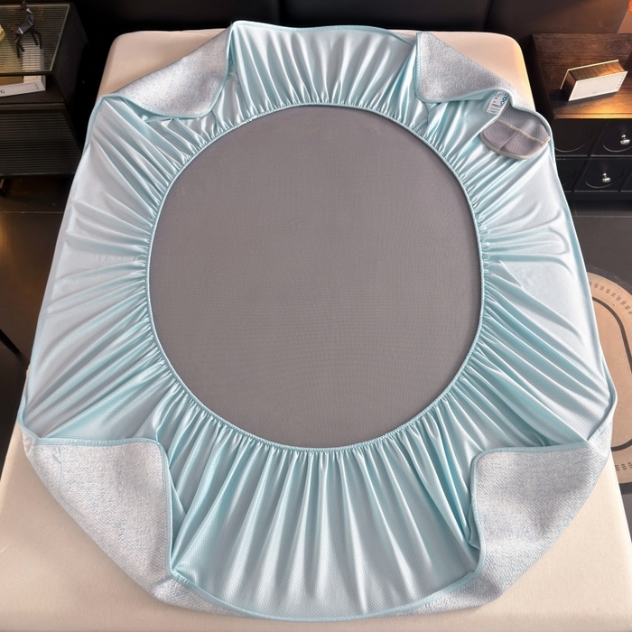 91家纺网 家纺一手货源 找家纺 绒艺席业 2026年新款立体浮雕工艺正宗凉感豆豆席凉席席子-床笠款 豆豆彩蝶-浅蓝色