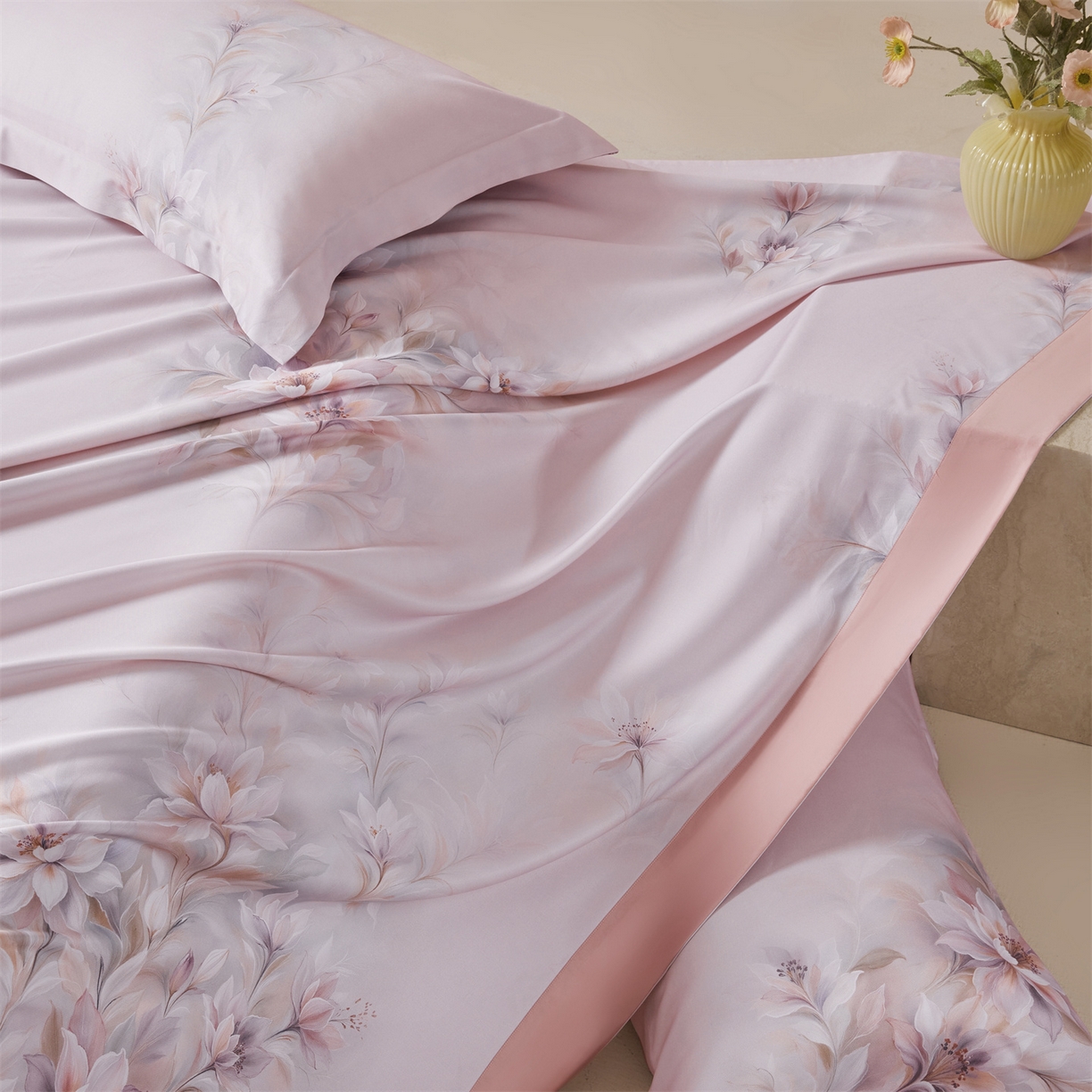 91家纺网 家纺一手货源 找家纺 舒慕家纺 2026新款天丝竹纤维凉席 芳菲-粉