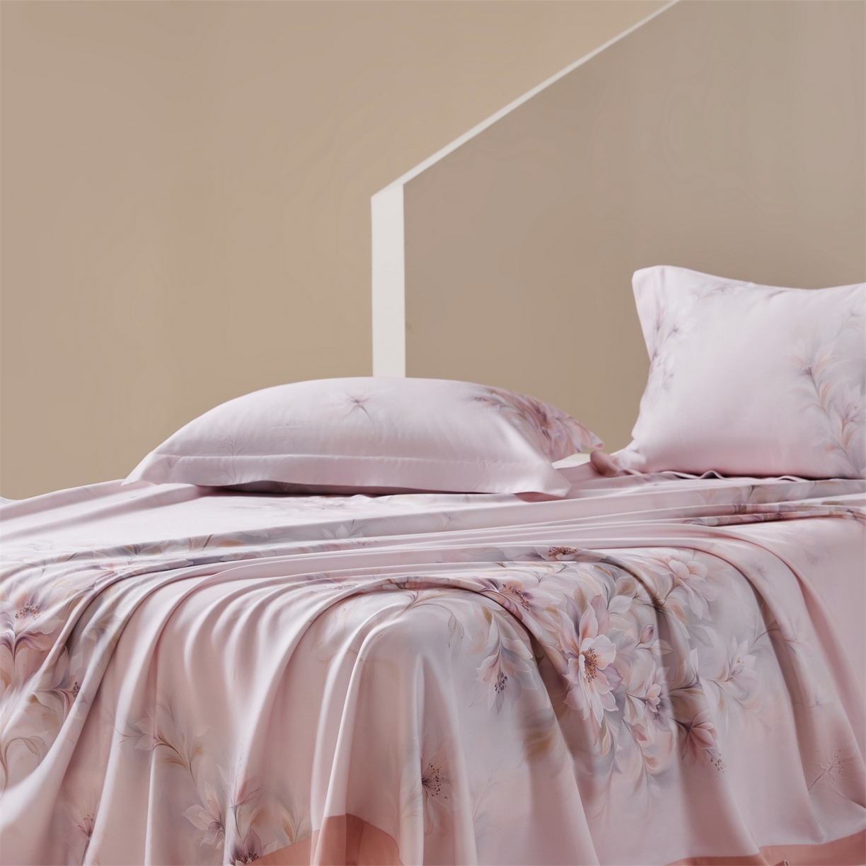 91家纺网 家纺一手货源 找家纺 舒慕家纺 2026新款天丝竹纤维凉席 芳菲-粉