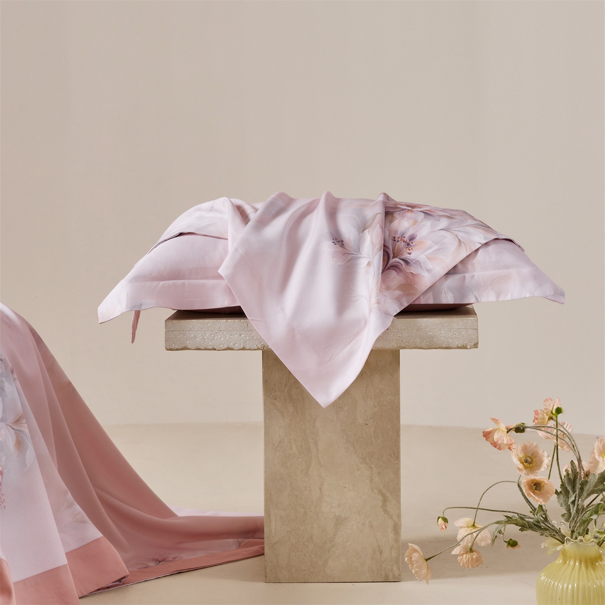 91家纺网 家纺一手货源 找家纺 舒慕家纺 2026新款天丝竹纤维凉席 芳菲-粉