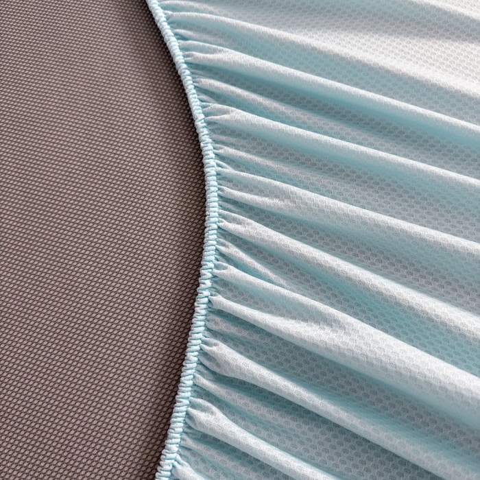 91家纺网 家纺一手货源 找家纺 绒艺席业 2026年新款立体浮雕工艺正宗凉感豆豆席凉席席子-床笠款 豆豆彩蝶-浅蓝色