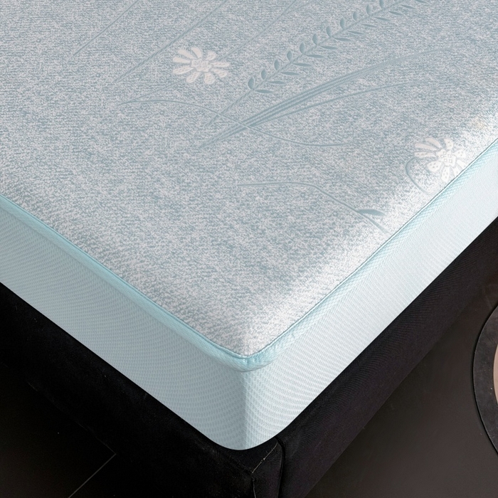 91家纺网 家纺一手货源 找家纺 绒艺席业 2026年新款立体浮雕工艺正宗凉感豆豆席凉席席子-床笠款 豆豆彩蝶-浅蓝色