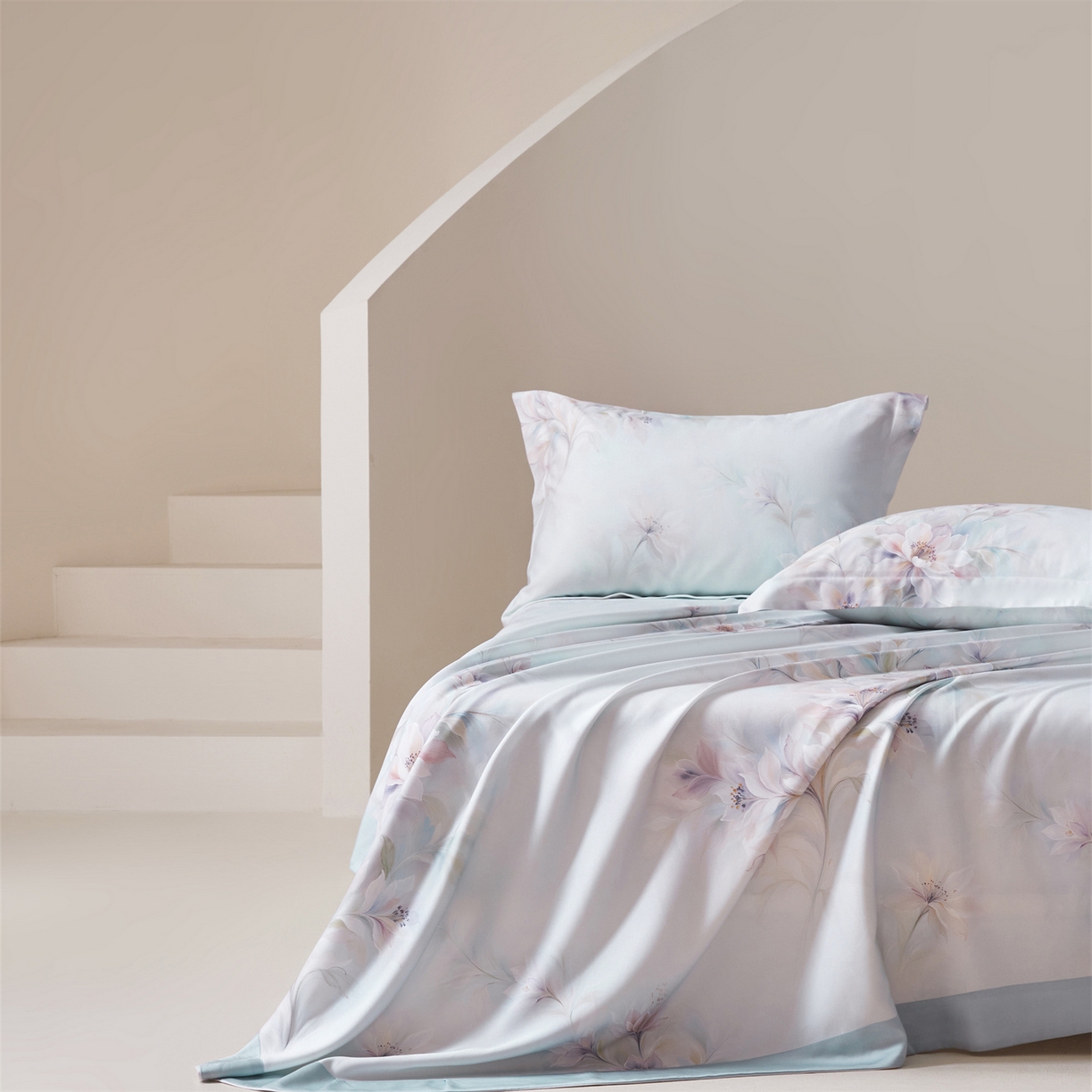 91家纺网 家纺一手货源 找家纺 舒慕家纺 2026新款天丝竹纤维凉席 芳菲-蓝