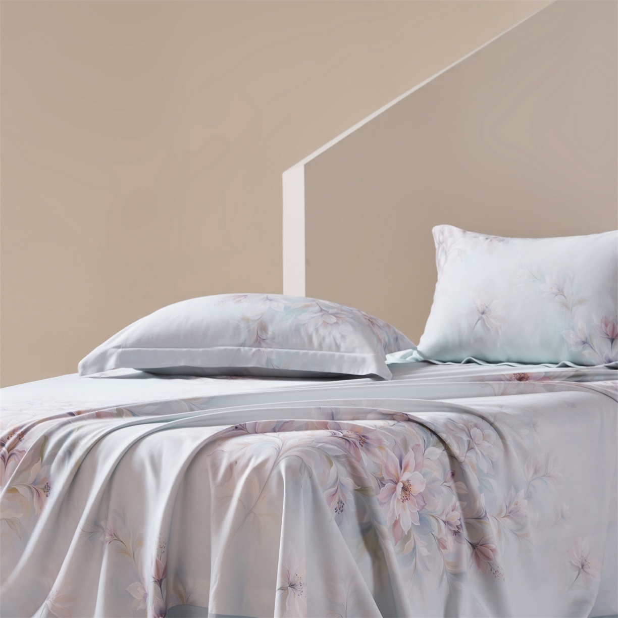 91家纺网 家纺一手货源 找家纺 舒慕家纺 2026新款天丝竹纤维凉席 芳菲-蓝