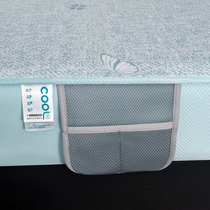 91家纺网 家纺一手货源 找家纺 绒艺席业 2026年新款立体浮雕工艺正宗凉感豆豆席凉席席子-床笠款 豆豆彩蝶-浅蓝色