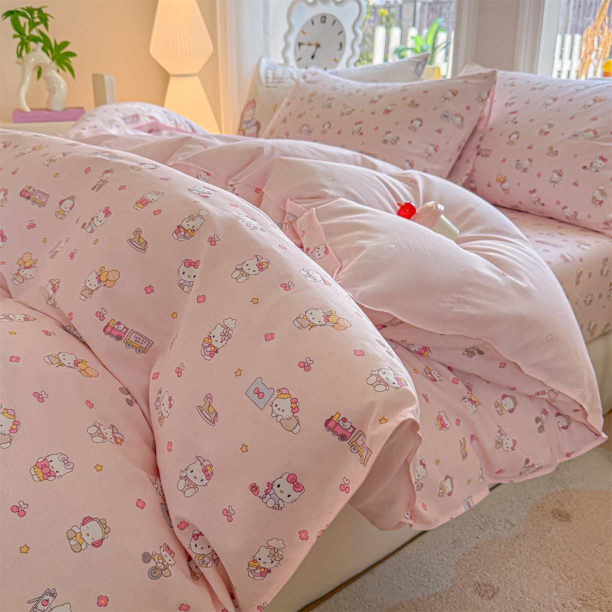 91家纺网 家纺一手货源 找家纺 优眠坊 2026春夏新款全棉印花四件套单品系列-单被套（预留缩水率） 呆萌乐园-单被套