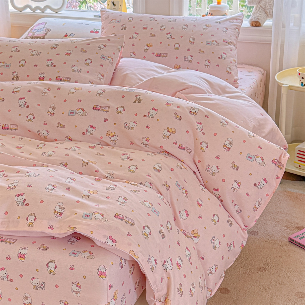 91家纺网 家纺一手货源 找家纺 优眠坊 2026春夏新款全棉印花四件套单品系列-单被套（预留缩水率） 呆萌乐园-单被套