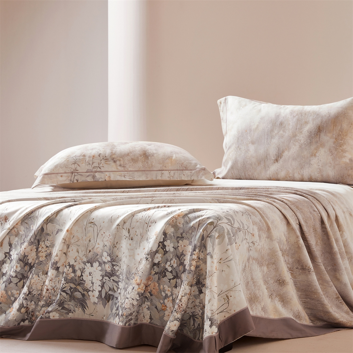 91家纺网 家纺一手货源 找家纺 舒慕家纺 2026新款天丝竹纤维凉席 浅夏-卡其