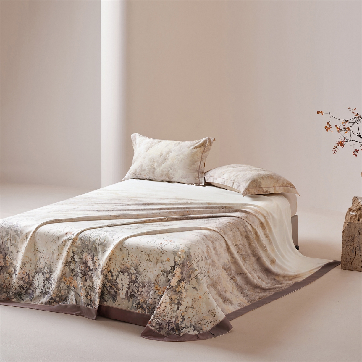 91家纺网 家纺一手货源 找家纺 舒慕家纺 2026新款天丝竹纤维凉席 浅夏-卡其