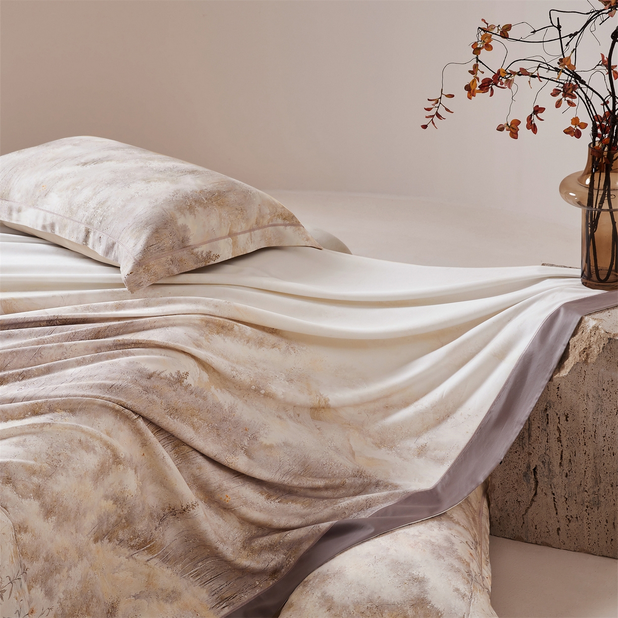 91家纺网 家纺一手货源 找家纺 舒慕家纺 2026新款天丝竹纤维凉席 浅夏-卡其