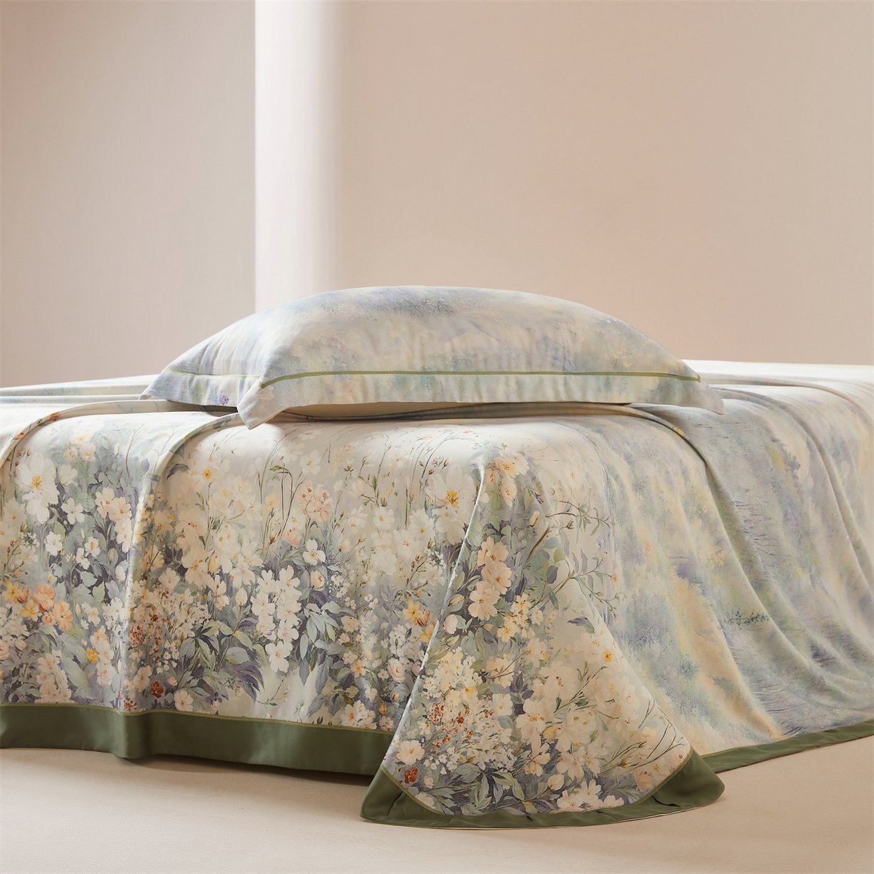 91家纺网 家纺一手货源 找家纺 舒慕家纺 2026新款天丝竹纤维凉席 浅夏-绿