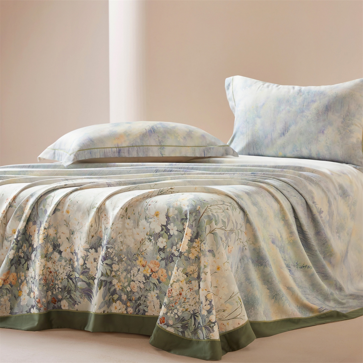 91家纺网 家纺一手货源 找家纺 舒慕家纺 2026新款天丝竹纤维凉席 浅夏-绿