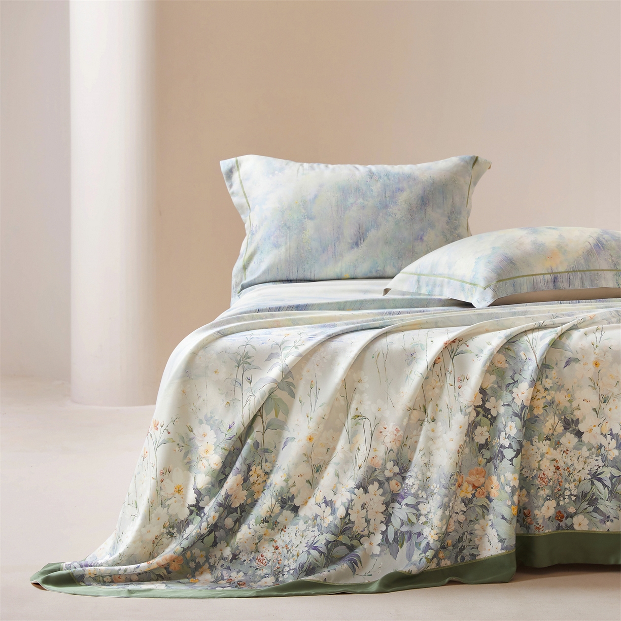 91家纺网 家纺一手货源 找家纺 舒慕家纺 2026新款天丝竹纤维凉席 浅夏-绿