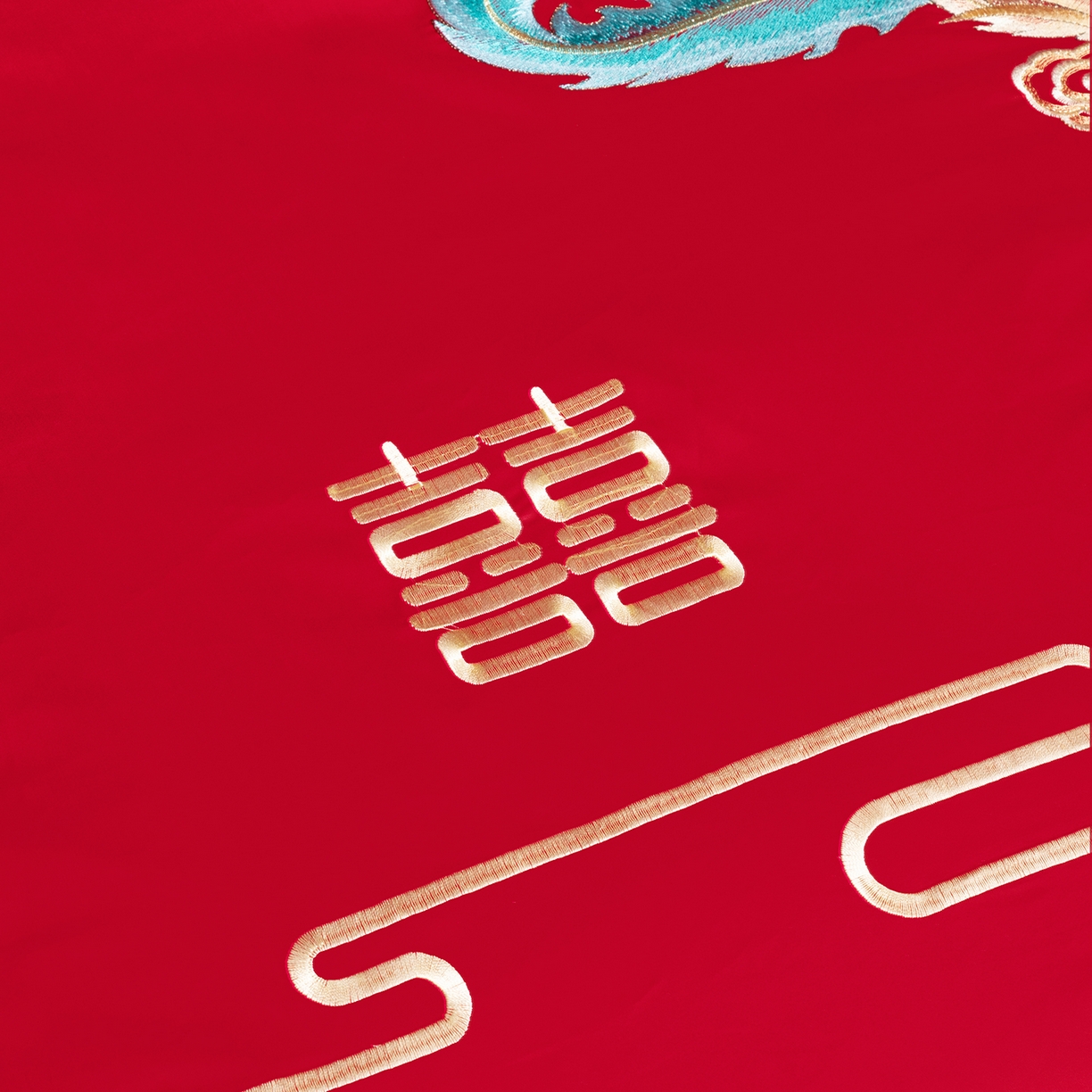 91家纺网 家纺一手货源 找家纺 柏拉图 2026新款长绒棉纯棉贡缎全工艺刺绣婚庆四件套多件套 龙凤喜事