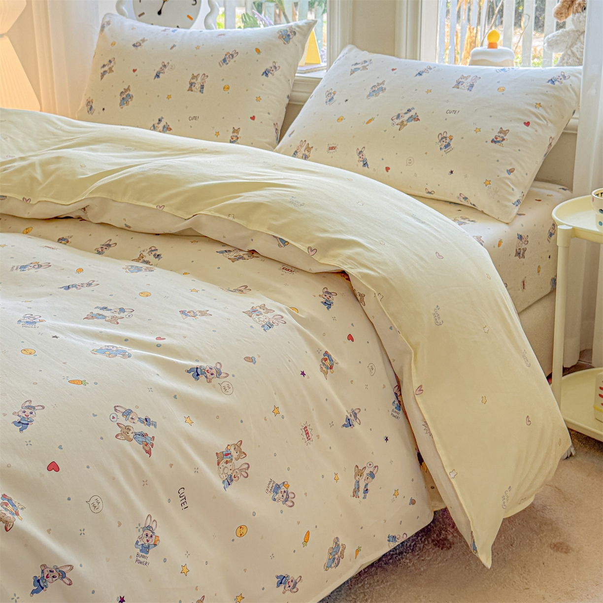 91家纺网 家纺一手货源 找家纺 优眠坊 2026春夏新款全棉印花四件套单品系列-单被套（预留缩水率） 动物城-单被套