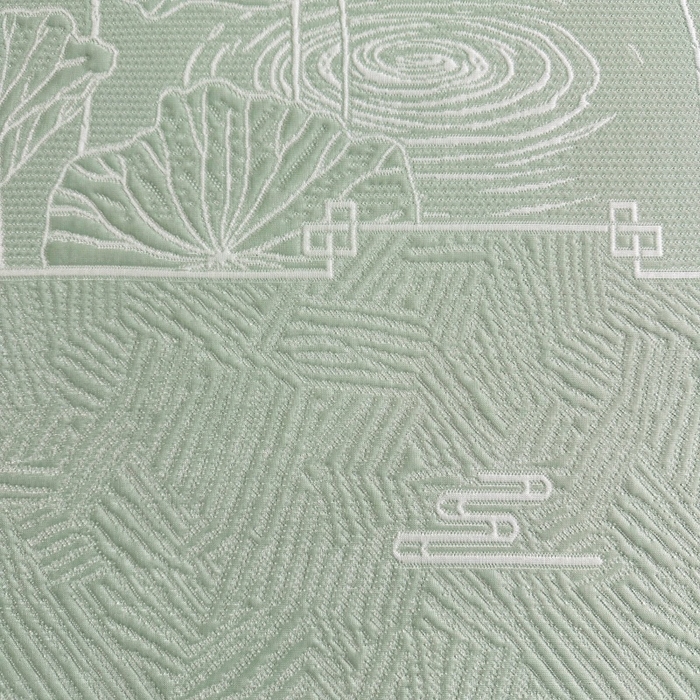 91家纺网 家纺一手货源 找家纺 绒艺席业 2026年新款立体浮雕工艺正宗凉感豆豆席凉席席子-床笠款 豆豆荷塘月色-绿色