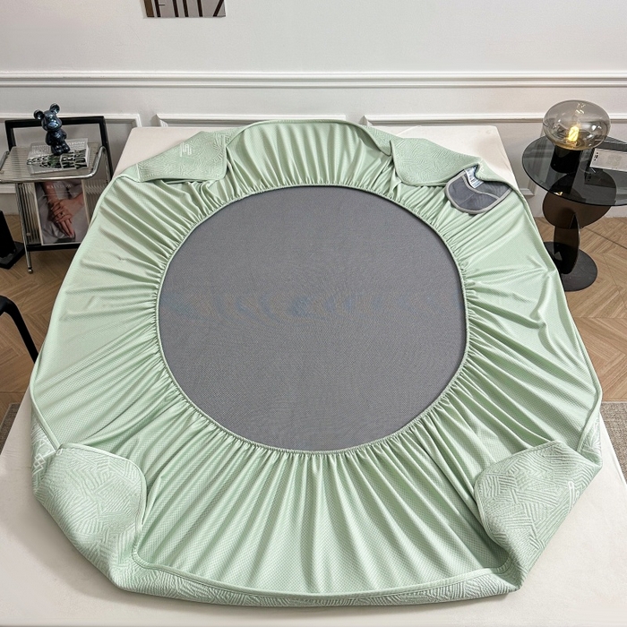 91家纺网 家纺一手货源 找家纺 绒艺席业 2026年新款立体浮雕工艺正宗凉感豆豆席凉席席子-床笠款 豆豆荷塘月色-绿色