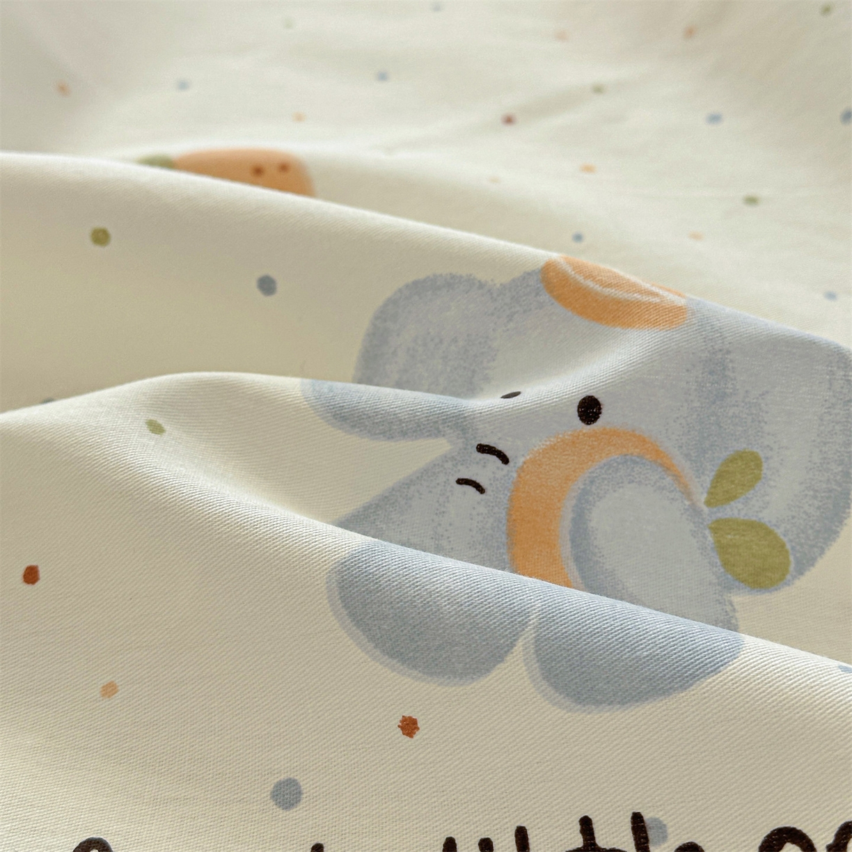 91家纺网 家纺一手货源 找家纺 优眠坊 2026春夏新款全棉印花四件套单品系列-单被套（预留缩水率） 橘子象宝-单被套