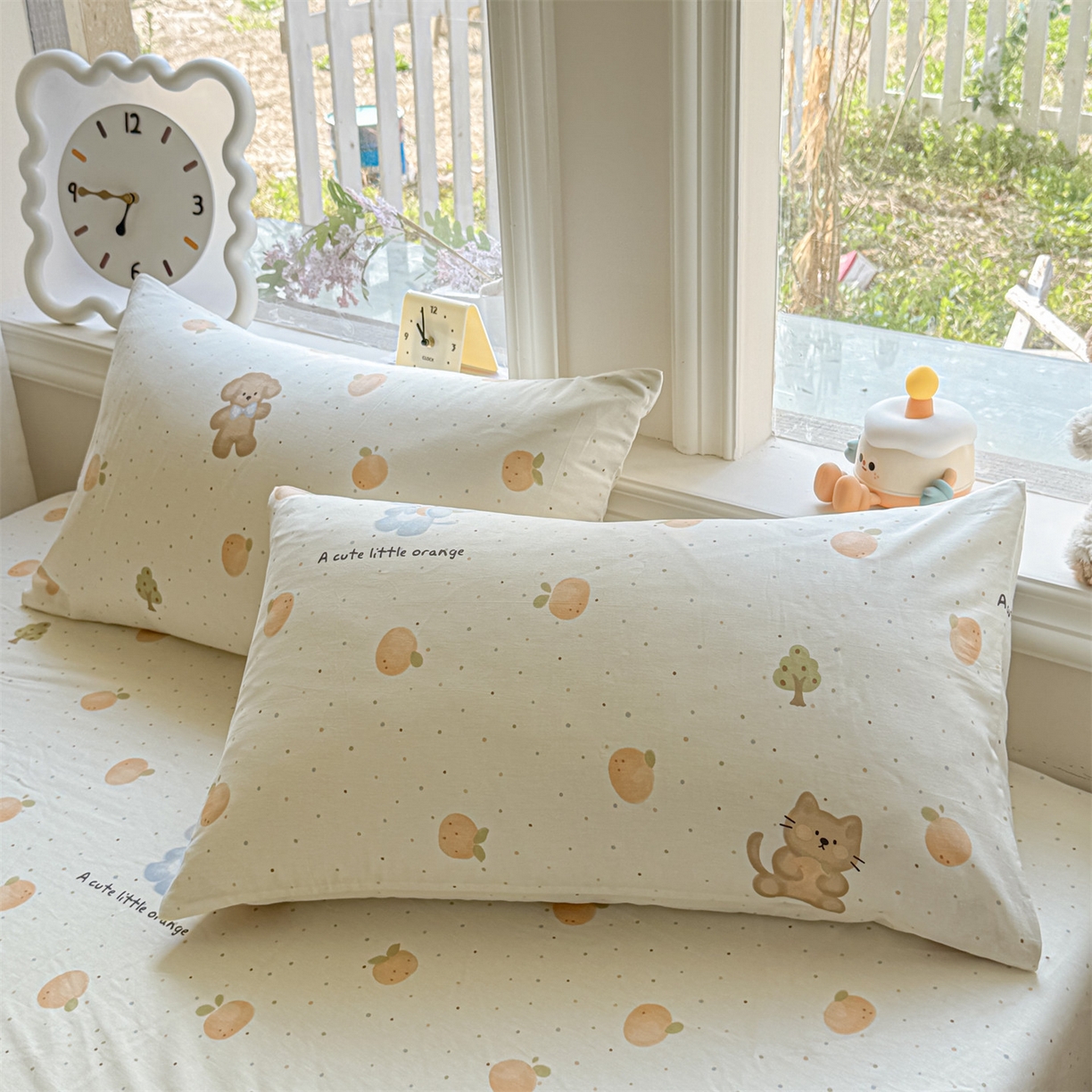 91家纺网 家纺一手货源 找家纺 优眠坊 2026春夏新款全棉印花四件套单品系列-单被套（预留缩水率） 橘子象宝-单被套