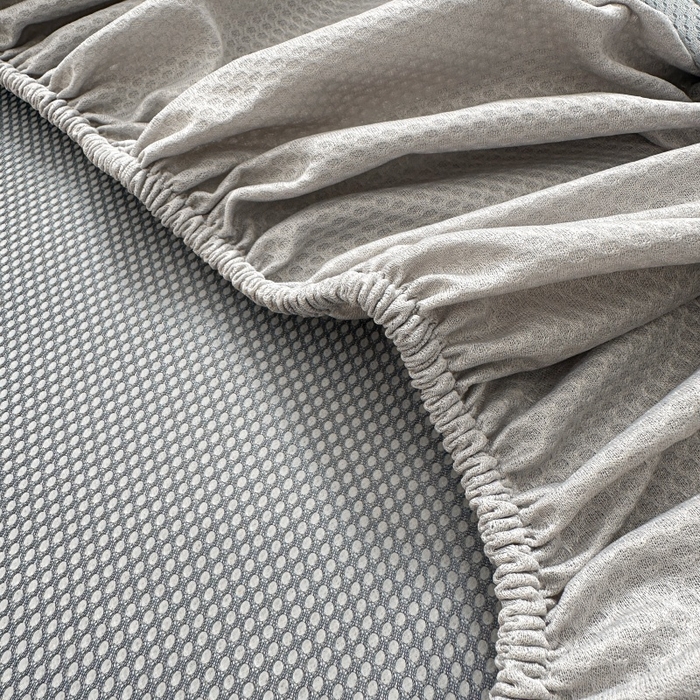 91家纺网 家纺一手货源 找家纺 绒艺席业 2026年新款立体浮雕工艺正宗凉感豆豆席凉席席子-床笠款 豆豆荷塘月色-浅灰色