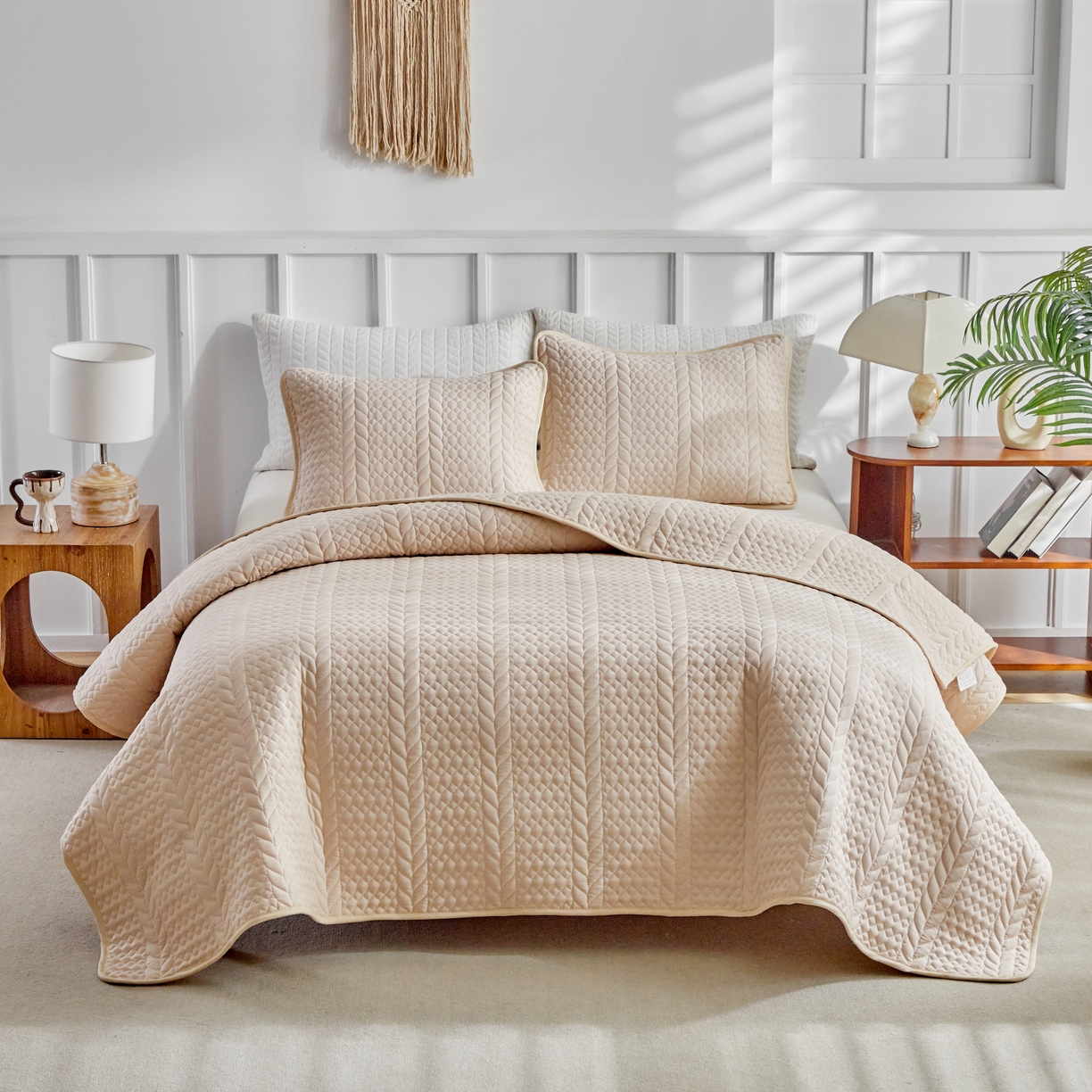 91家纺网 家纺一手货源 找家纺 （总）温宁 2026年素色床盖三件套 国外薄被第一批--丰收  跨境，外贸，亚马逊，shein，temu