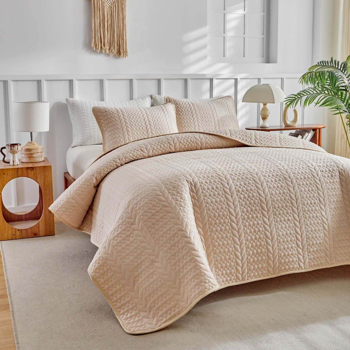 91家纺网 家纺一手货源 找家纺 （总）温宁 2026年素色床盖三件套 国外薄被第一批--丰收  跨境，外贸，亚马逊，shein，temu