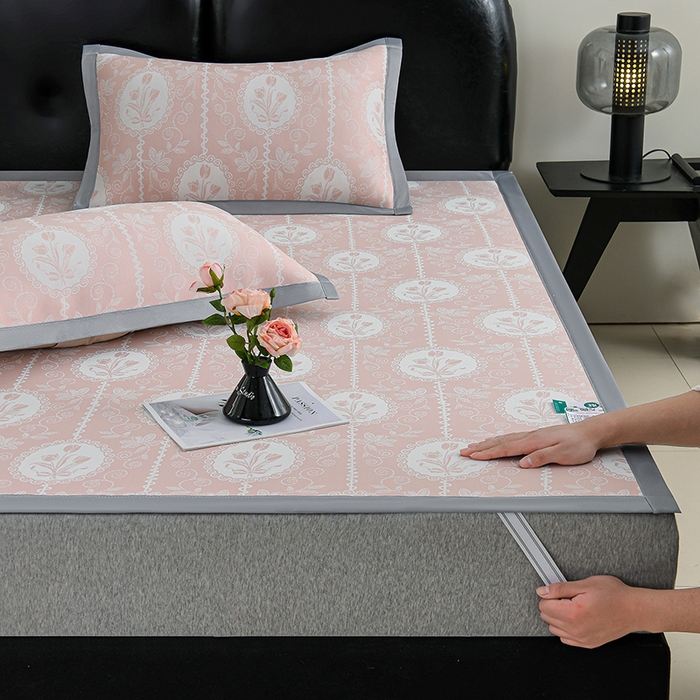 91家纺网 家纺一手货源 找家纺 锦逸家居 2026新款真PE聚乙烯高分子冰丝凉感凉席 郁金香-粉