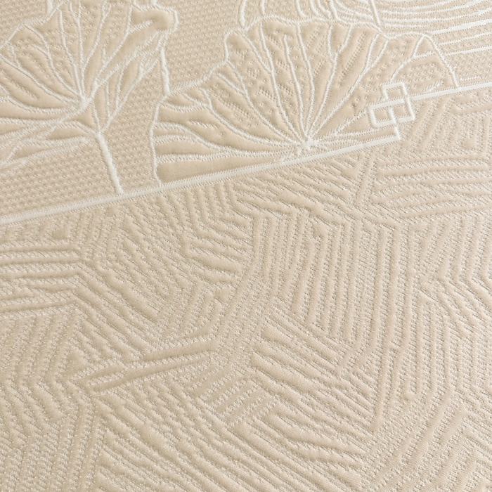 91家纺网 家纺一手货源 找家纺 绒艺席业 2026年新款立体浮雕工艺正宗凉感豆豆席凉席席子-床笠款 豆豆荷塘月色-浅杏色