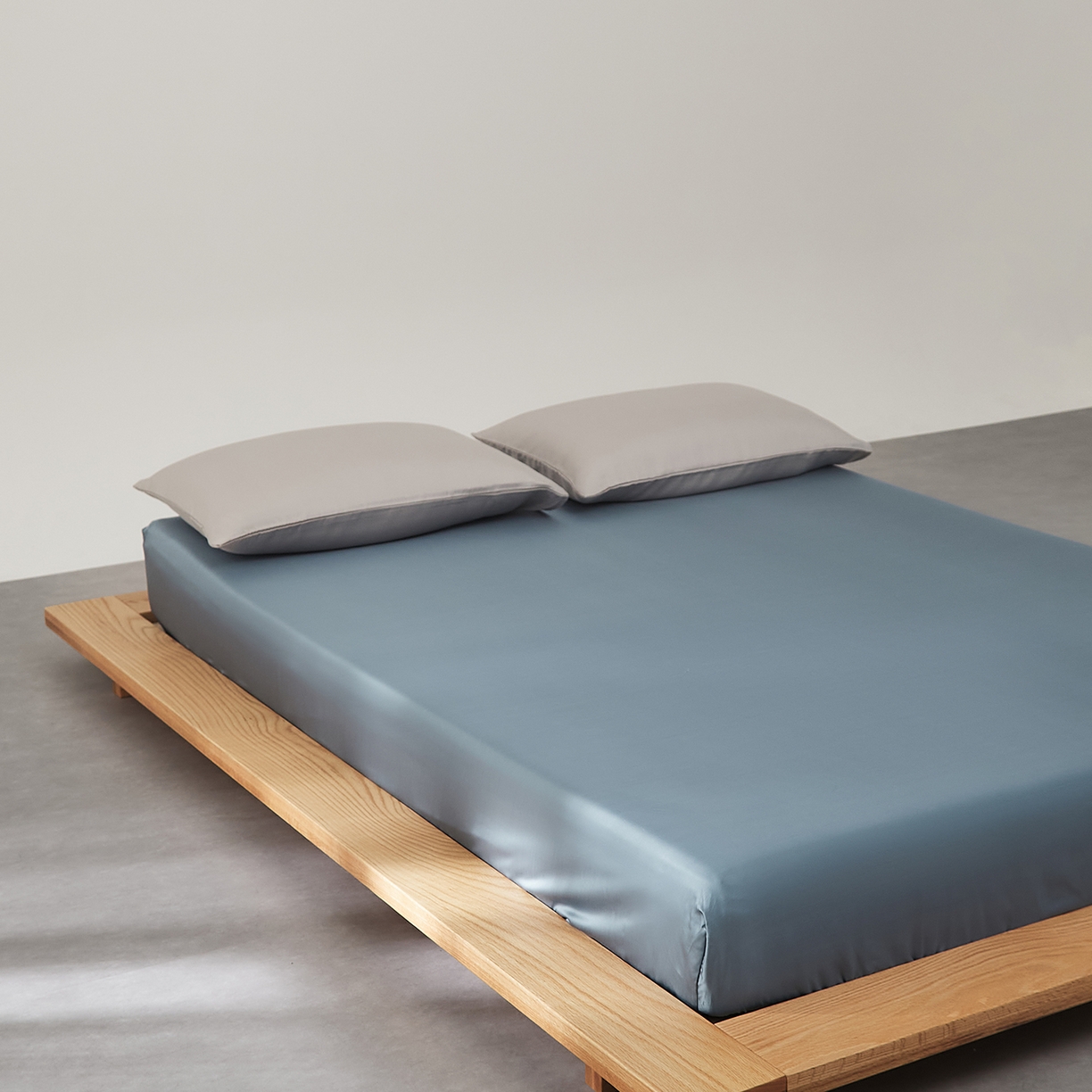 91家纺网 家纺一手货源 找家纺 优彩 2026新款60支兰精天丝单品枕套床单被套床笠系列-单床笠 黎明蓝