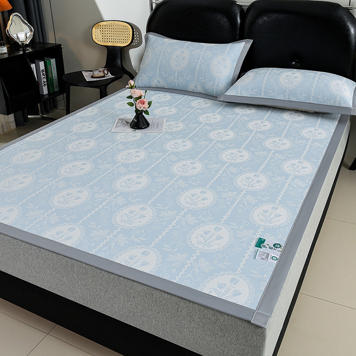 锦逸家居 2026新款真PE聚乙烯高分子冰丝凉感凉席 郁金香-蓝