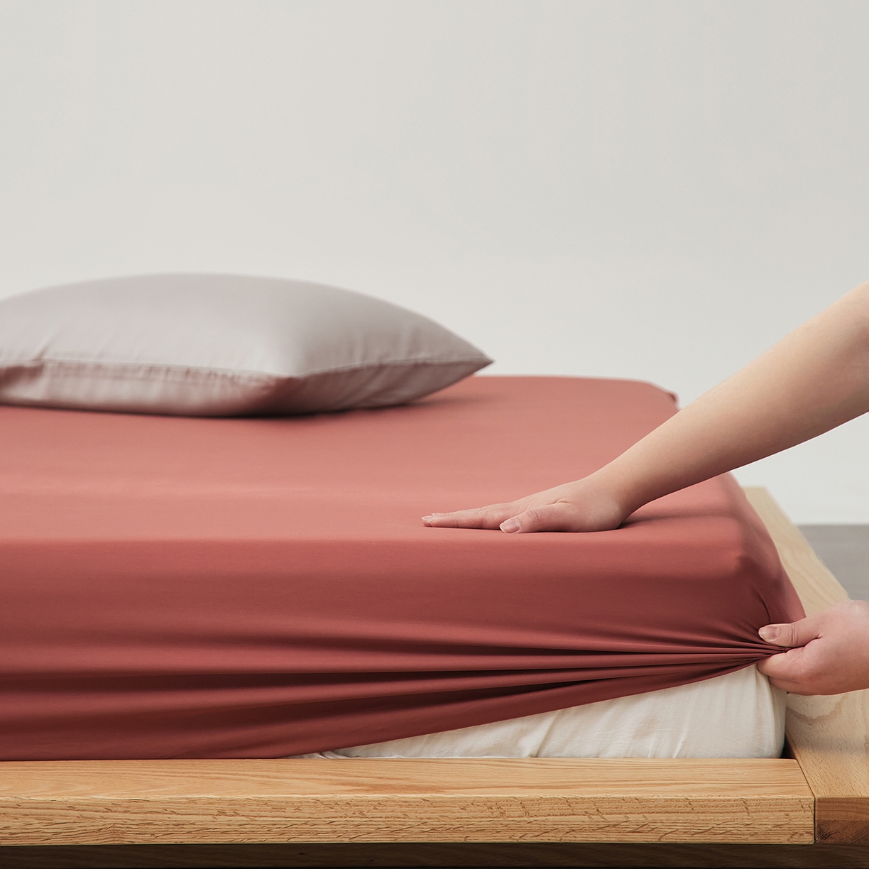 优彩 2026新款60支兰精天丝单品枕套床单被套床笠系列-单床笠 暖茶色