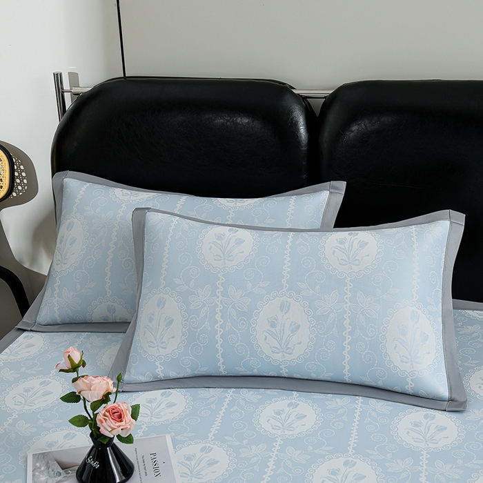 91家纺网 家纺一手货源 找家纺 锦逸家居 2026新款真PE聚乙烯高分子冰丝凉感凉席 郁金香-蓝