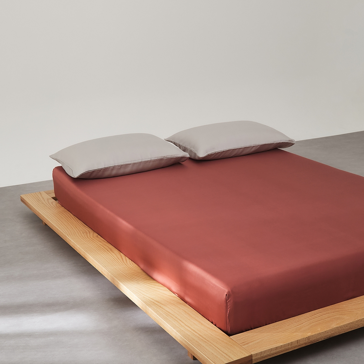 91家纺网 家纺一手货源 找家纺 优彩 2026新款60支兰精天丝单品枕套床单被套床笠系列-单床笠 暖茶色