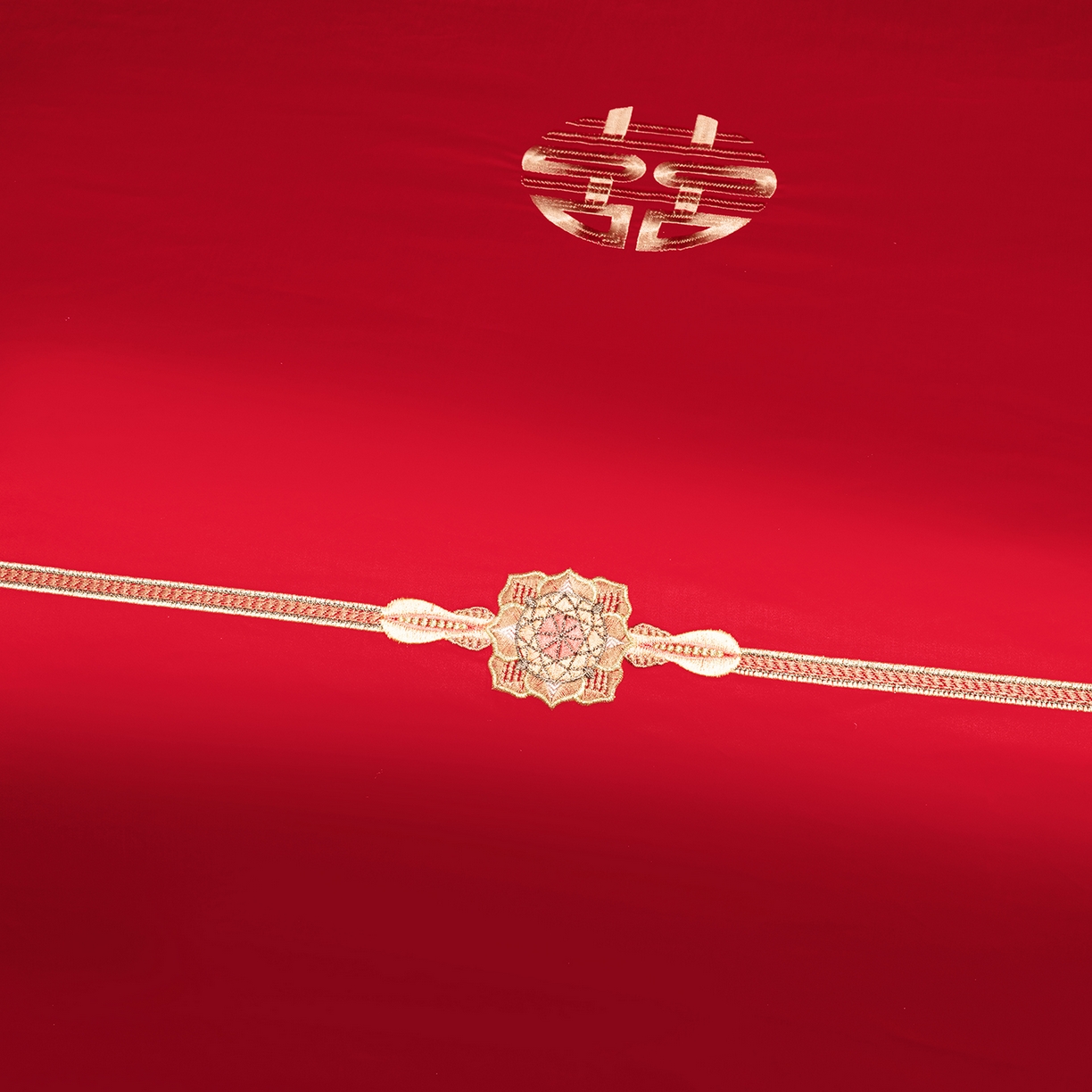 91家纺网 家纺一手货源 找家纺 柏拉图 2026新款长绒棉纯棉贡缎全工艺刺绣婚庆四件套多件套 幸福嫁到