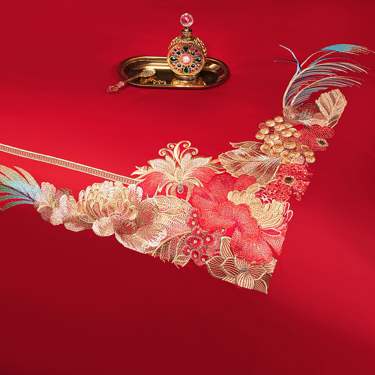 91家纺网 家纺一手货源 找家纺 柏拉图 2026新款长绒棉纯棉贡缎全工艺刺绣婚庆四件套多件套 幸福嫁到