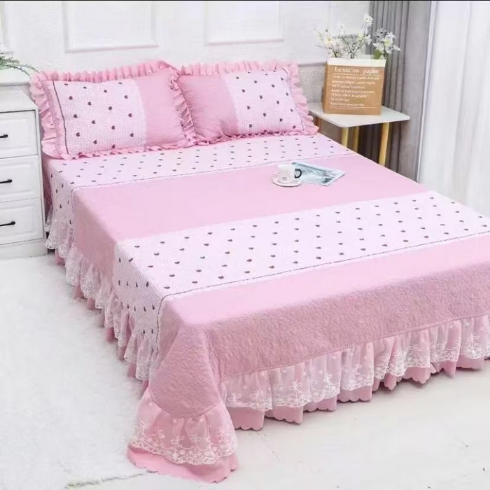 91家纺网 家纺一手货源 找家纺 （总）彩亿家纺 2026春夏新品四季床盖泡芙棉双层纱蕾丝床裙加厚床单